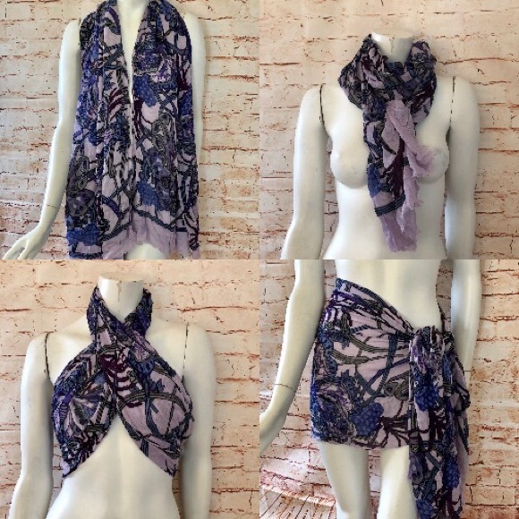 Talbots Accessories - Talbots Purple Floral Oversized Scarf Shawl OS